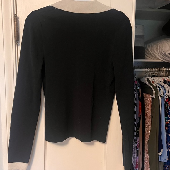 Express Black and Cream V-Neck Sweater - Picture 2 of 4